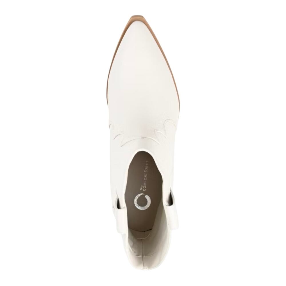 Journee Women's Becker Western Block Heel Cowboy Booties White Size 6 - Picture 4 of 5